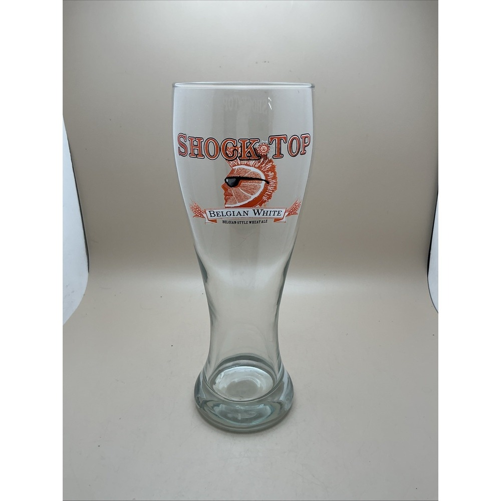 Shock Top Belgian White‎ Ale 23oz Pilsner Glass Wedgehead Orange Slice Logo 9"